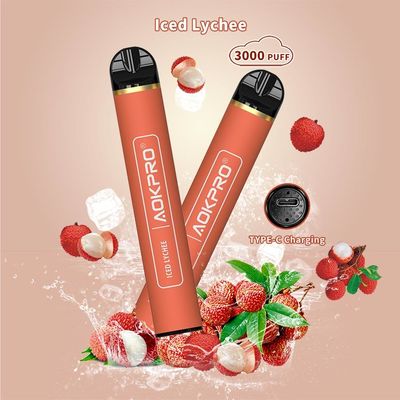 Iced Lychee 3000 Puff Vape Pen Disposable E Cig No Nicotine 1.2Ohm