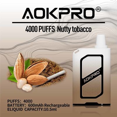 Nutty Tobacco Flavored 4000 Puff Disposable Vape 10.5ml Mesh Coil Pod 20mg
